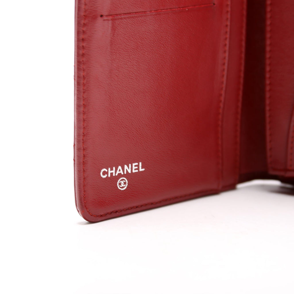 CC Quilted Lambskin Yen Wallet Red