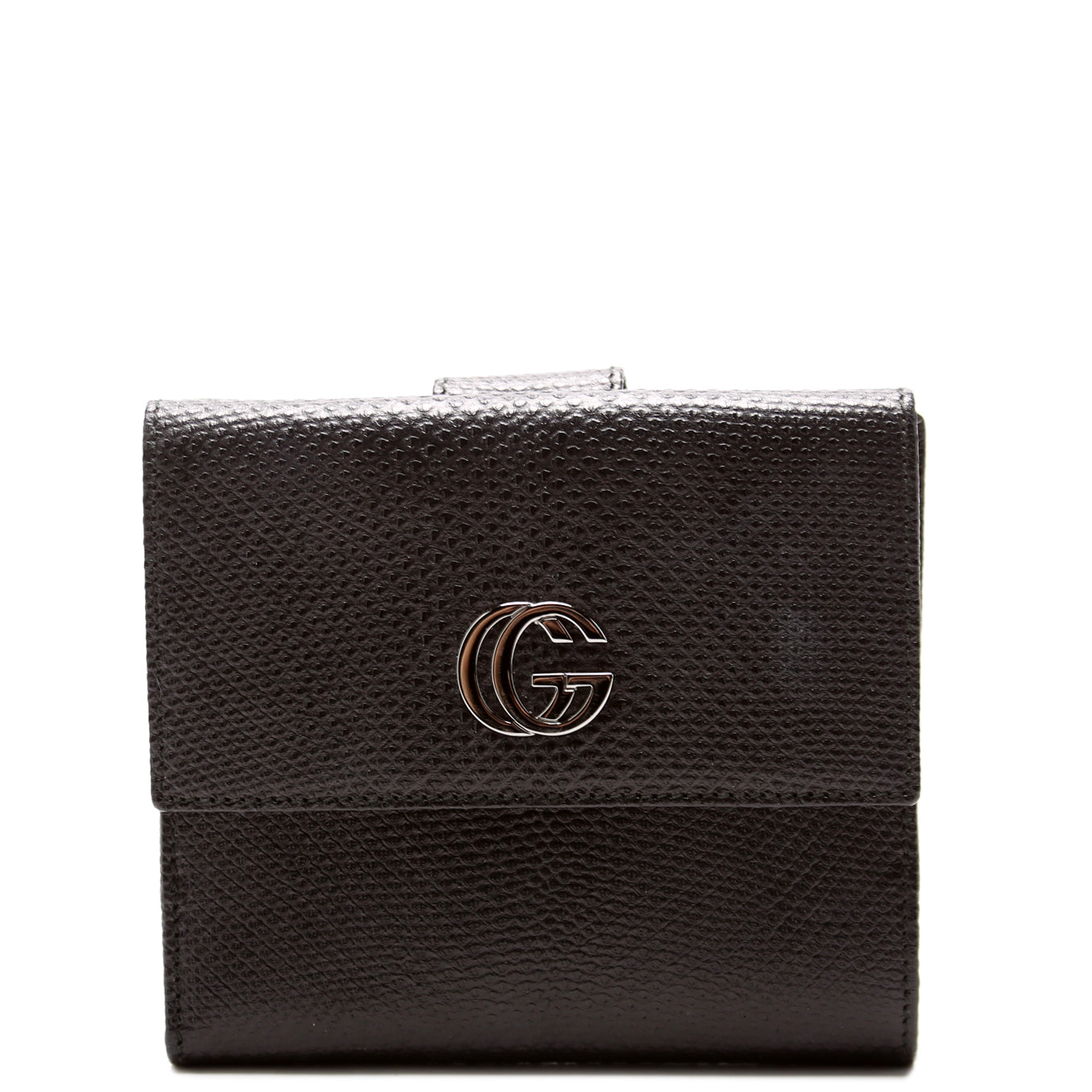 035-2184 GG Lizard Embossed Compact Trifold Wallet Black