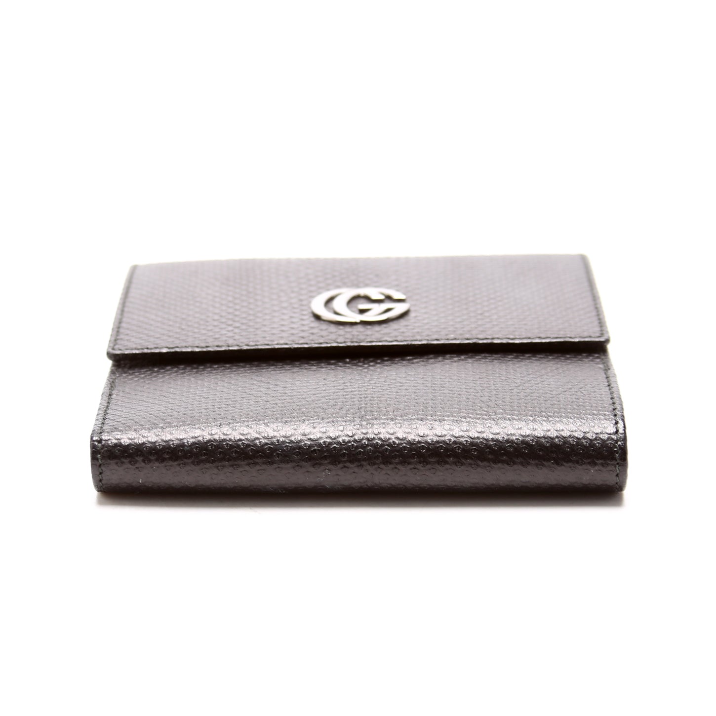 035-2184 GG Lizard Embossed Compact Trifold Wallet Black