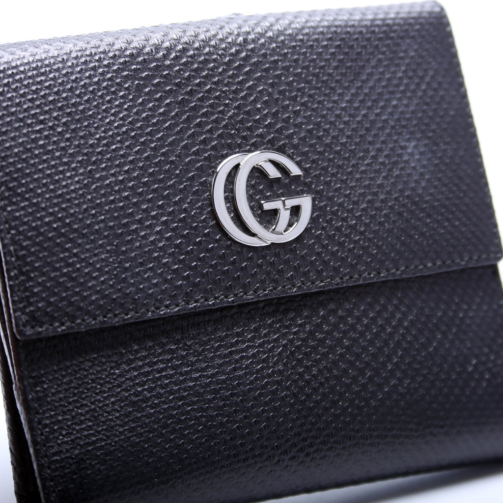 035-2184 GG Lizard Embossed Compact Trifold Wallet Black