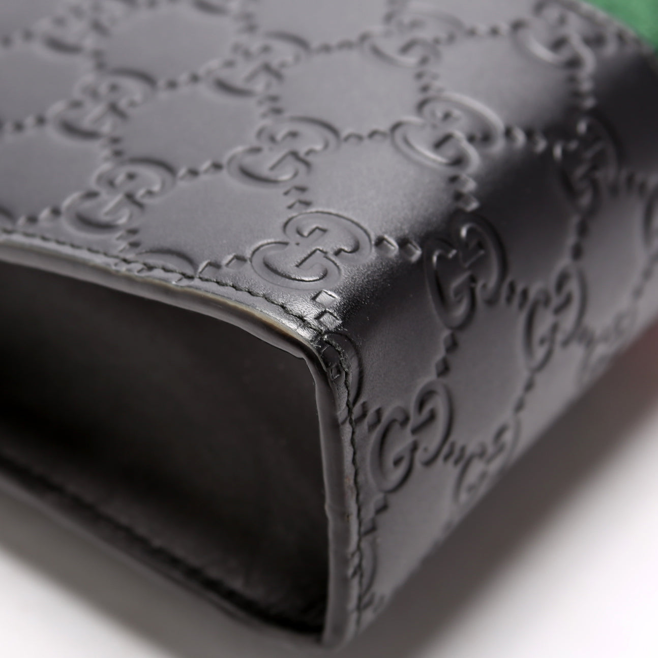 475316 GG Leather Web Pouch Black