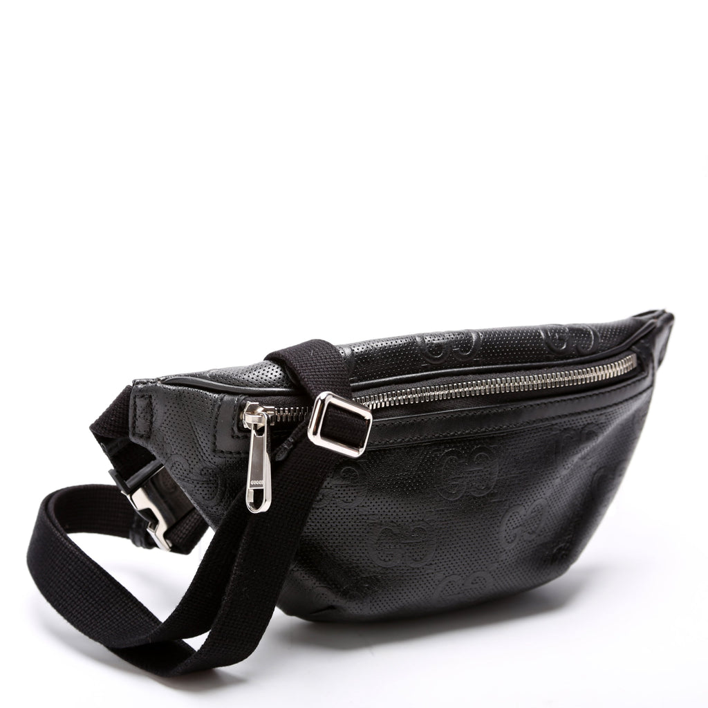 658582 GG Embossed Belt Bag Black