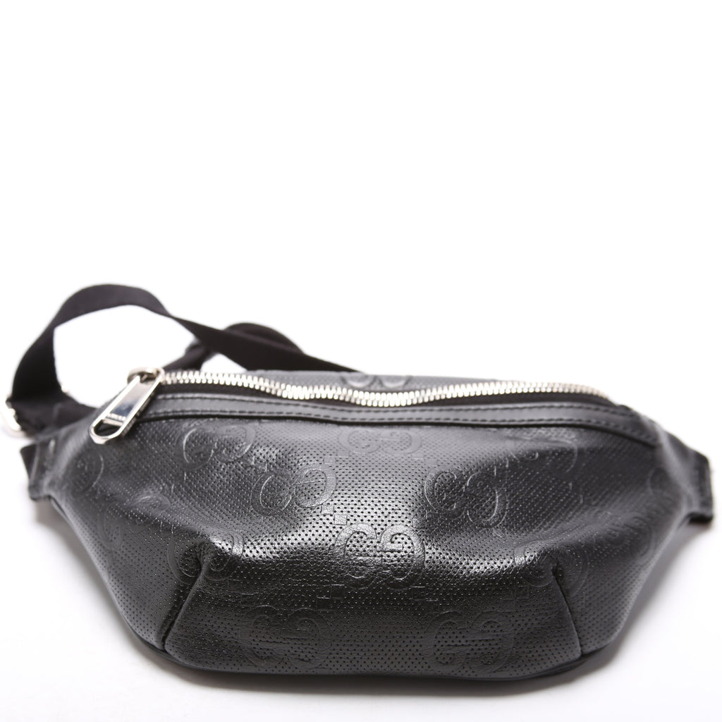 658582 GG Embossed Belt Bag Black