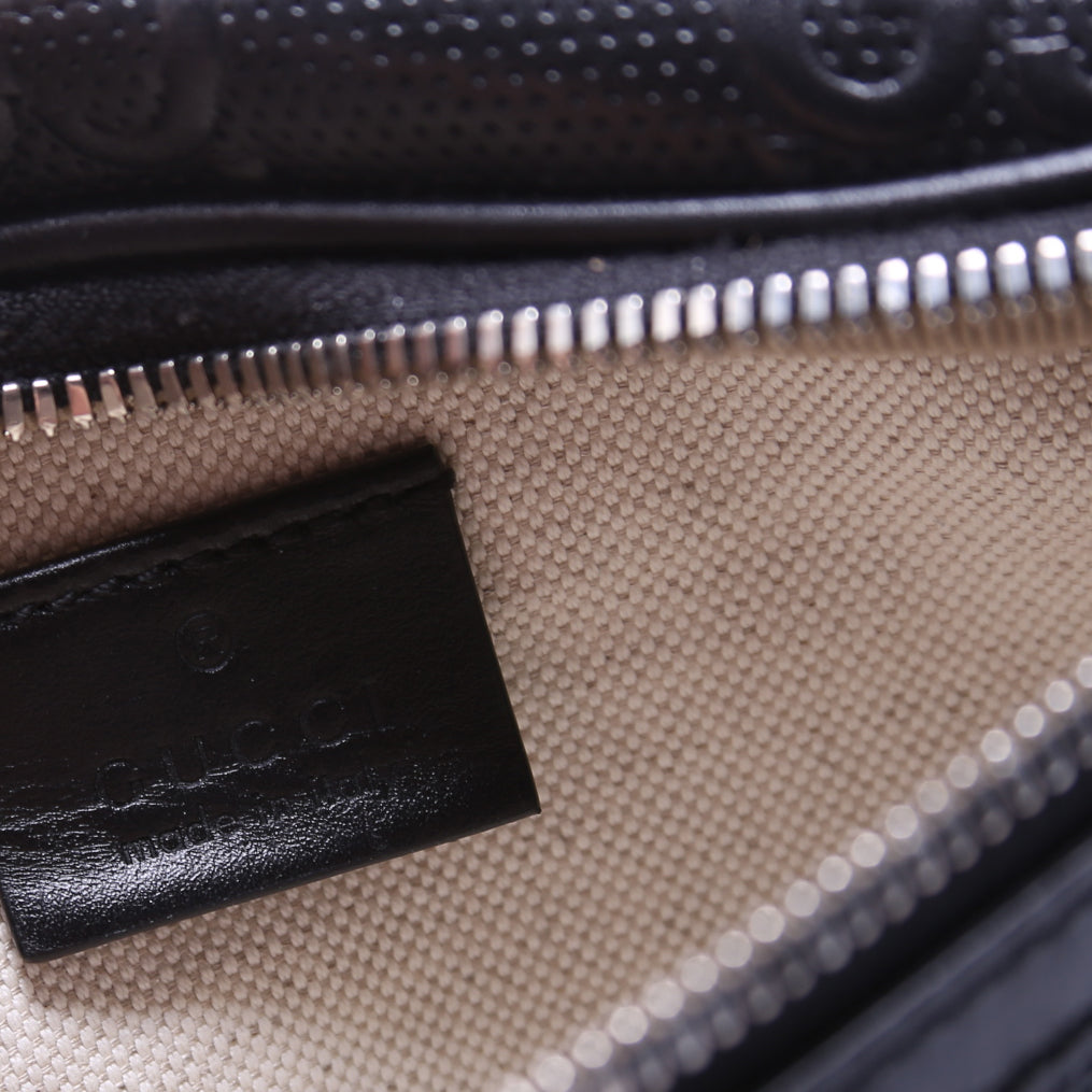 658582 GG Embossed Belt Bag Black