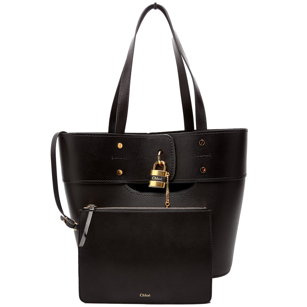 Aby Grain Leather Small Tote Black