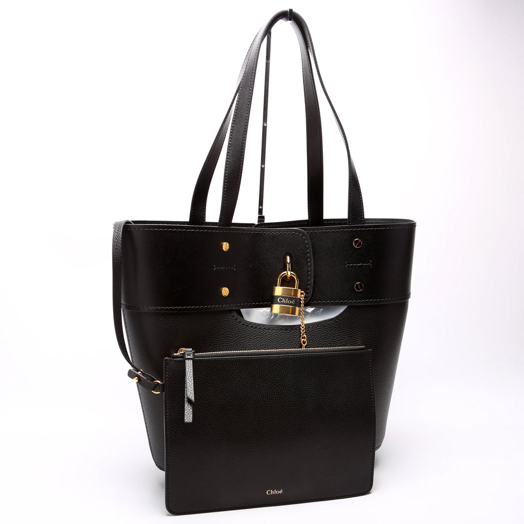 Aby Grain Leather Small Tote Black