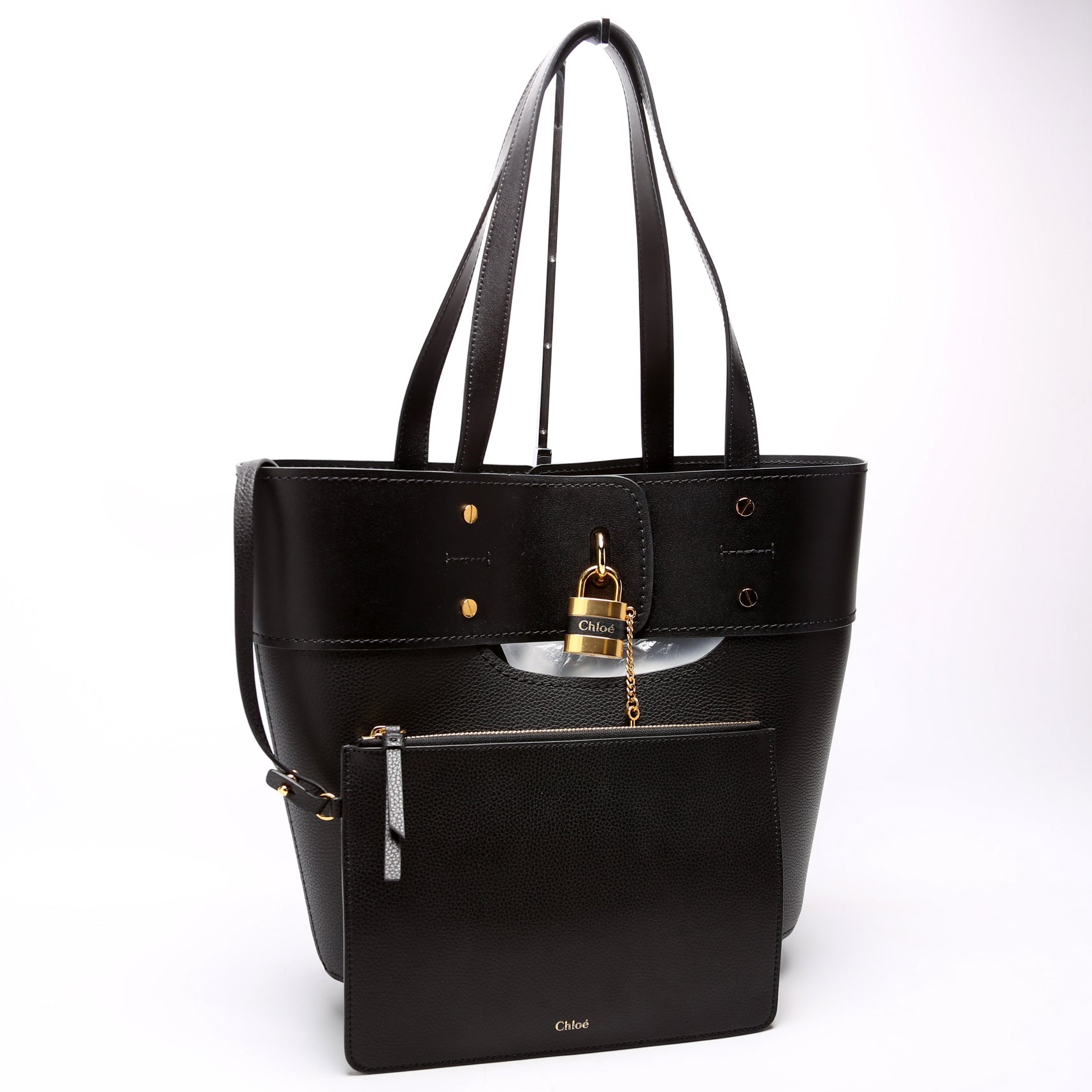Aby Grain Leather Small Tote Black