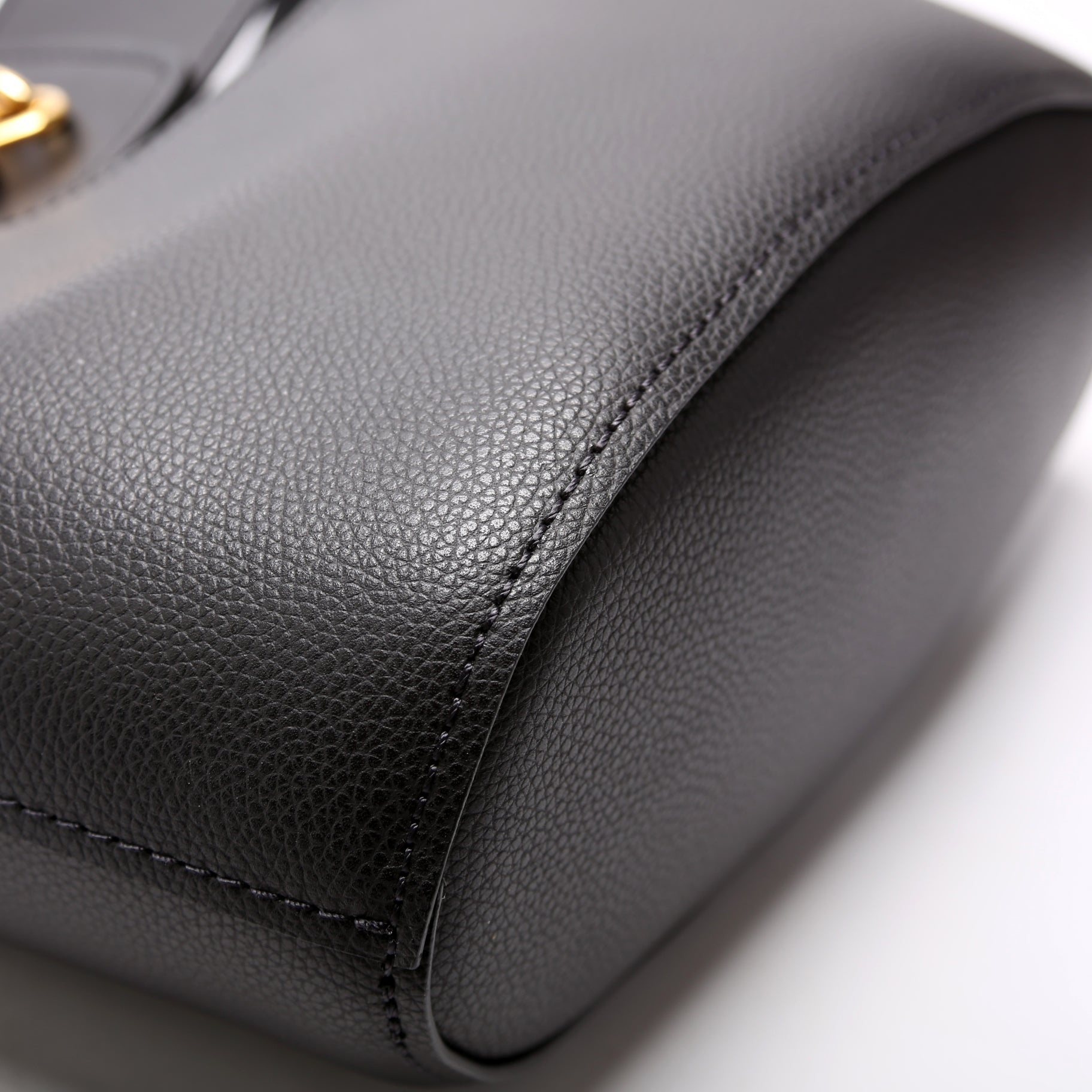 Aby Grain Leather Small Tote Black