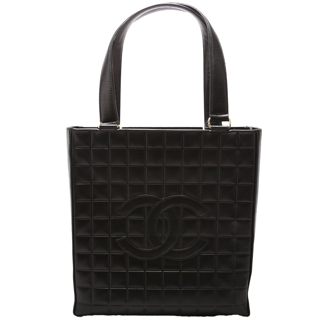 Chocolate Bar Vertical Tote Lambskin 6M Black