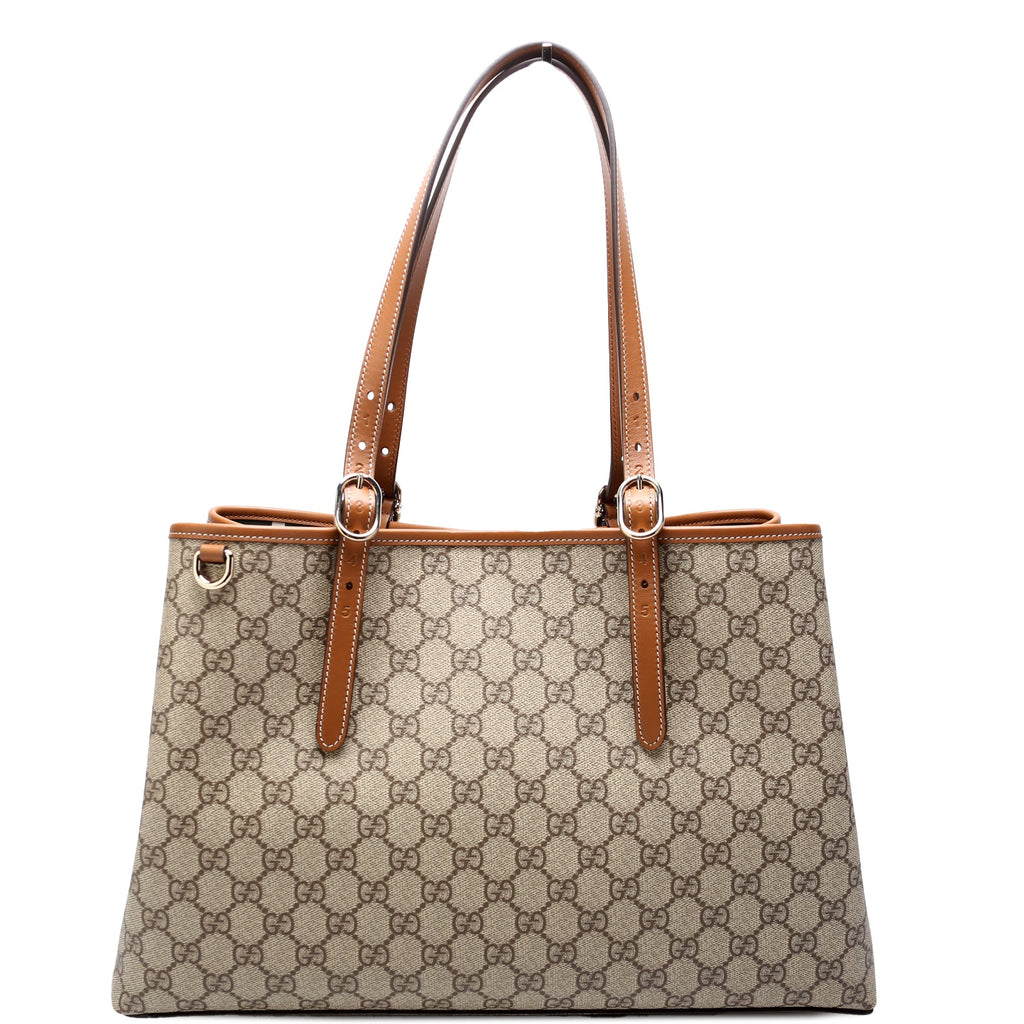 815213 GG Supreme Emblem Tote Bag Medium Brown