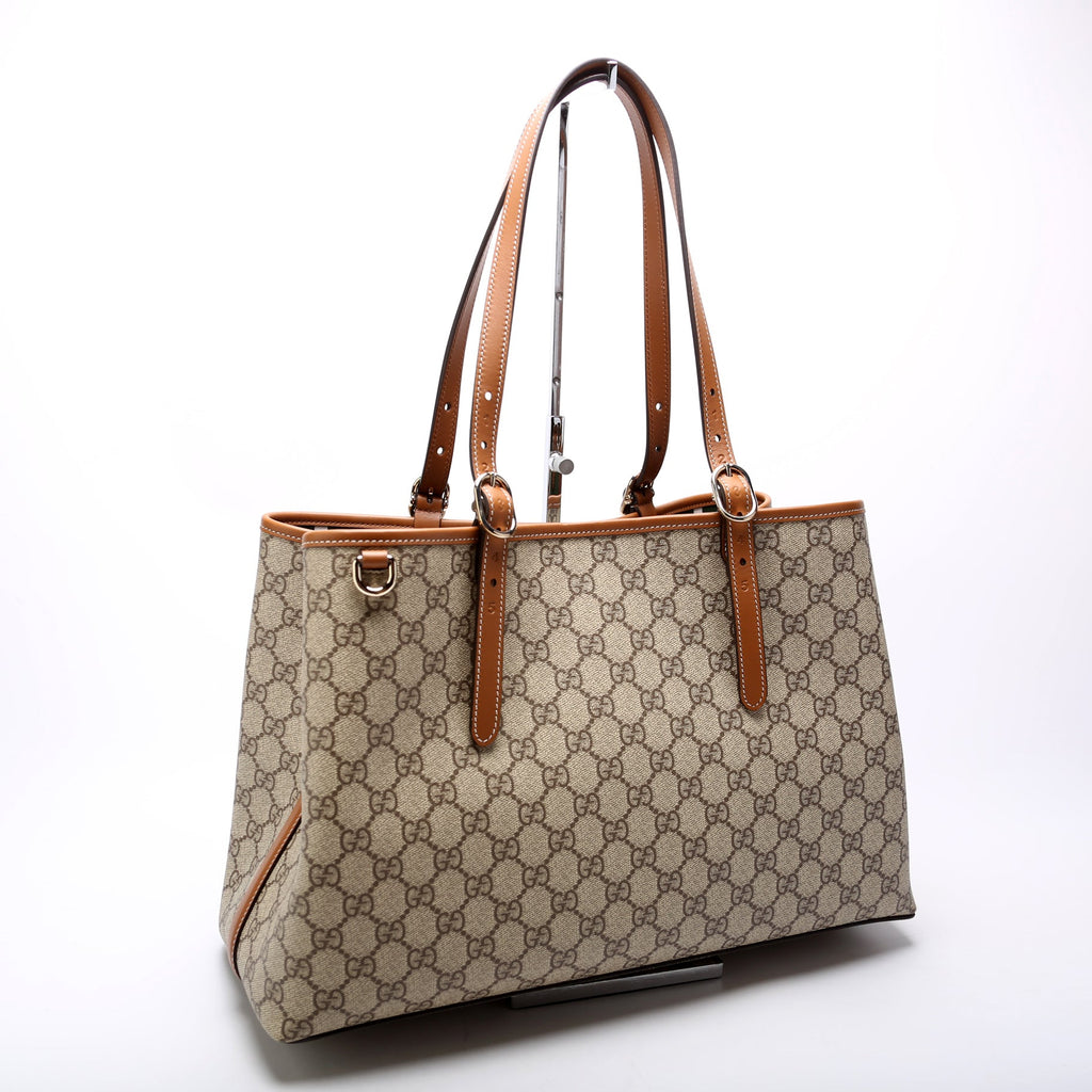 815213 GG Supreme Emblem Tote Bag Medium Brown