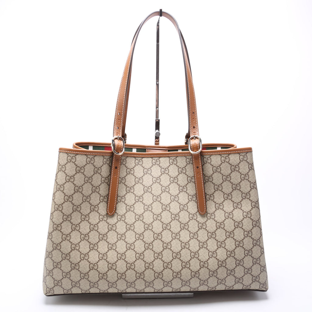 815213 GG Supreme Emblem Tote Bag Medium Brown