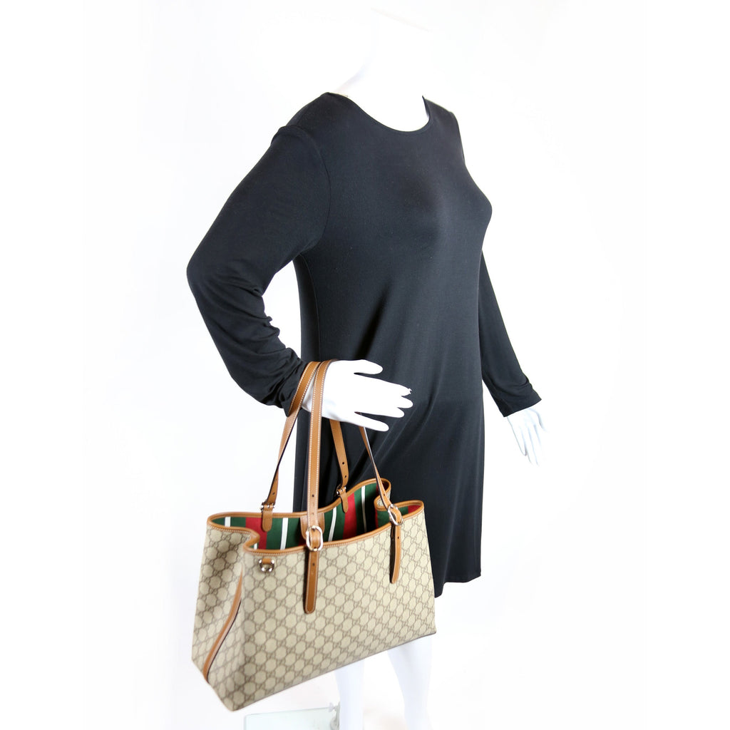 815213 GG Supreme Emblem Tote Bag Medium Brown