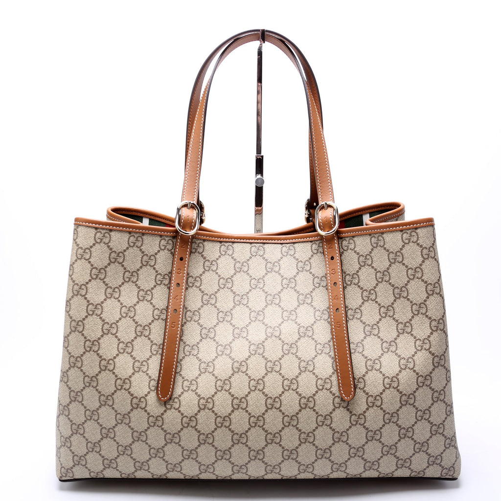 815213 GG Supreme Emblem Tote Bag Medium Brown