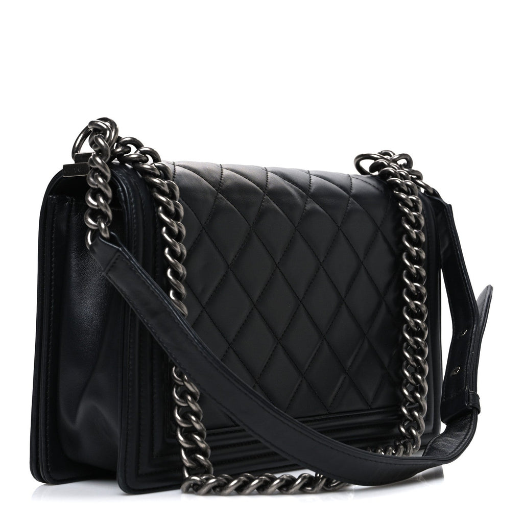 Chanel Lambskin Quilted New Medium Boy Flap Black