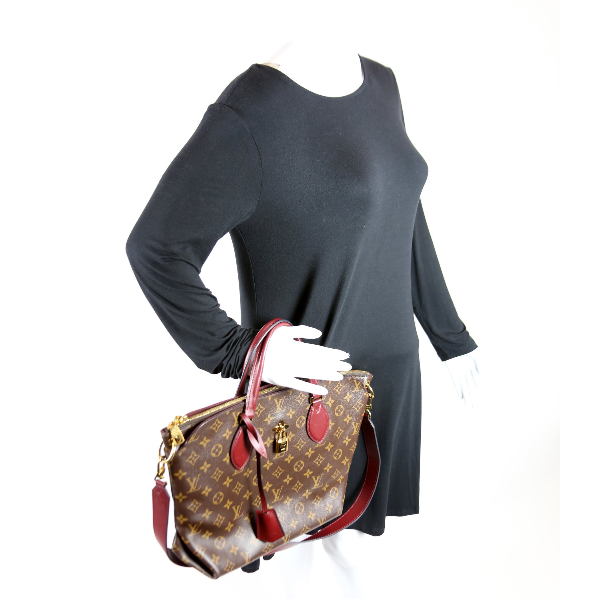 Flower Zipped Tote MM Monogram Berry