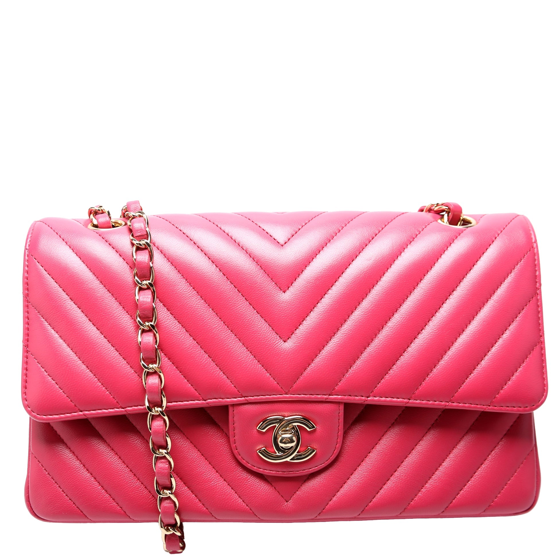 Classic Flap Medium Chevron Lambskin 29-32M Pink