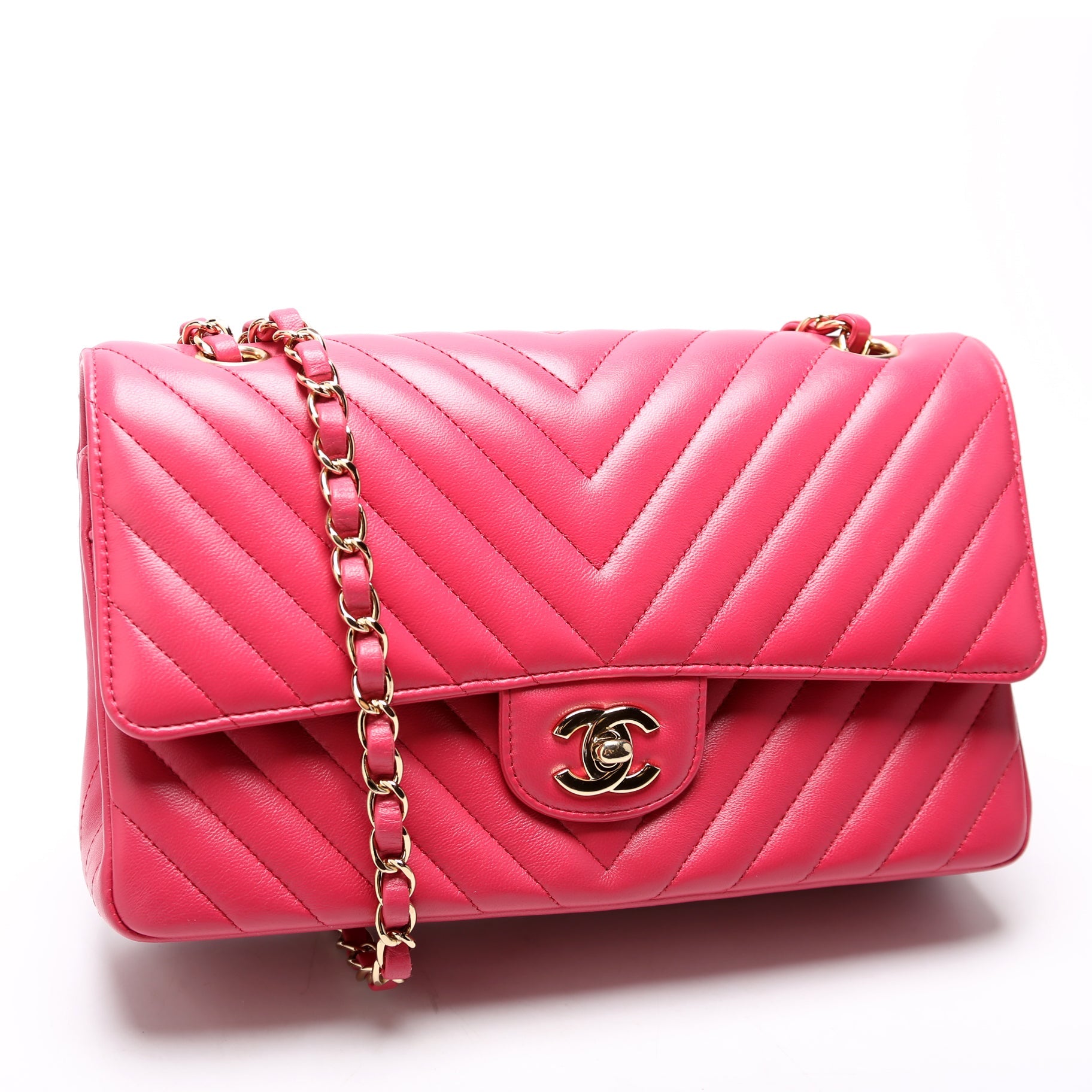 Classic Flap Medium Chevron Lambskin 29-32M Pink