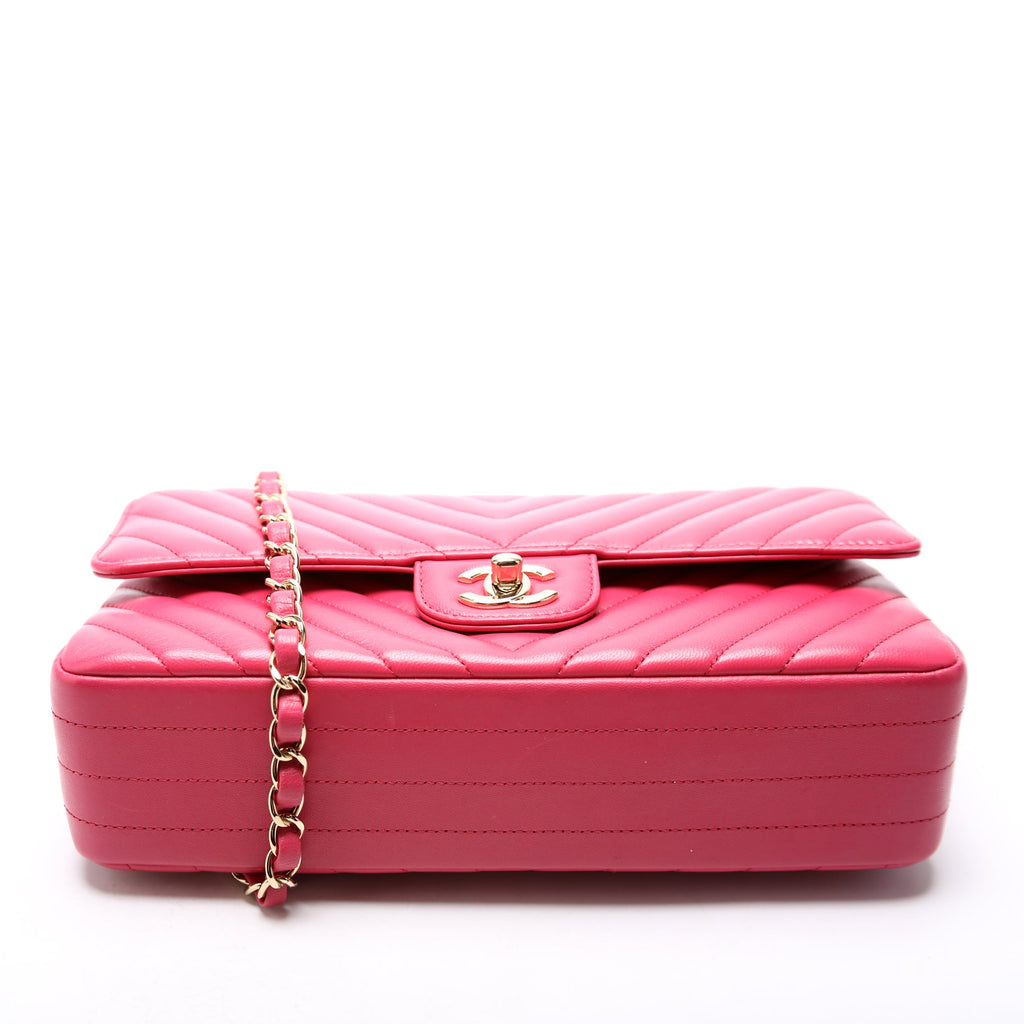 Classic Flap Medium Chevron Lambskin 29-32M Pink