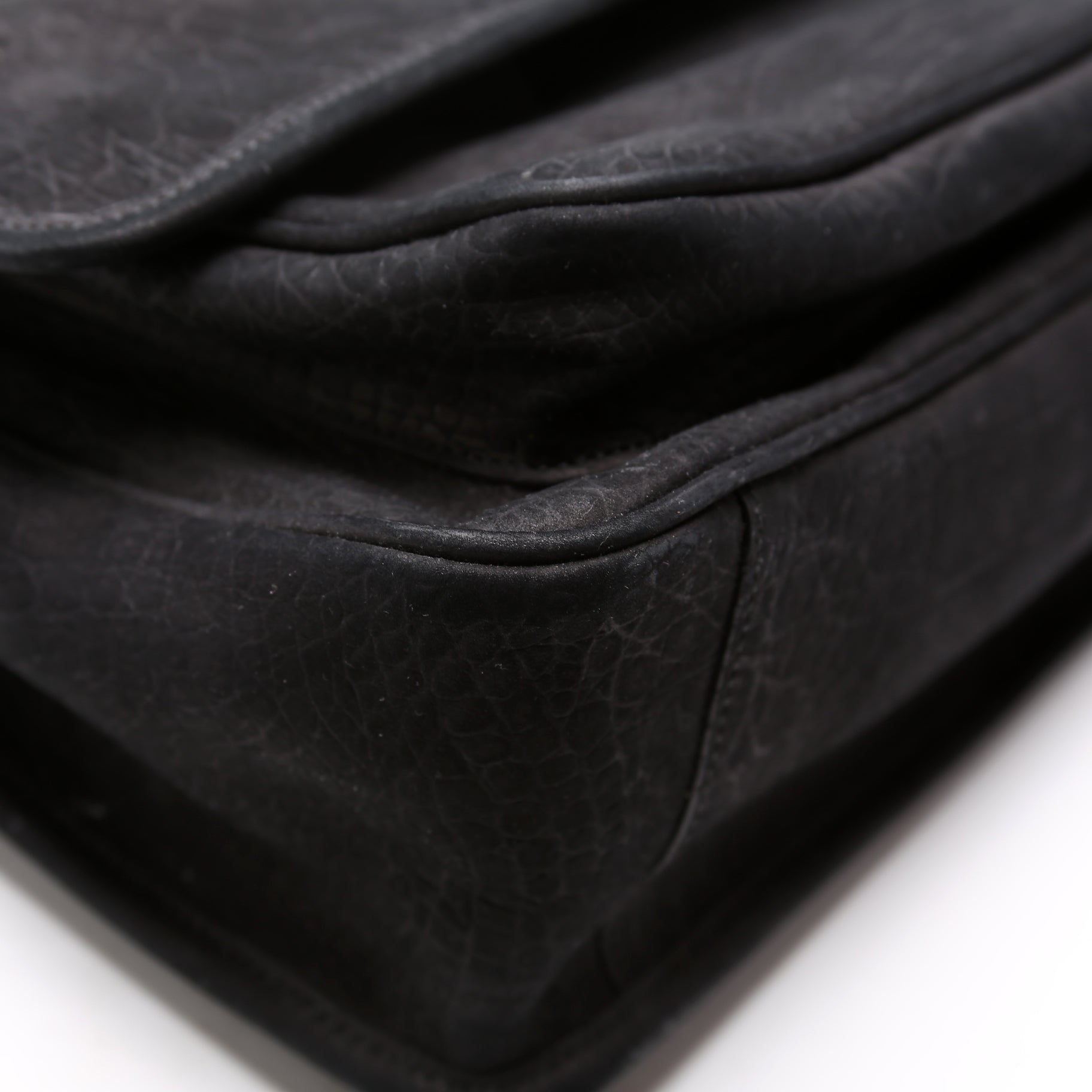 Crocodile Embossed Nubuck Niki Medium Satchel Black