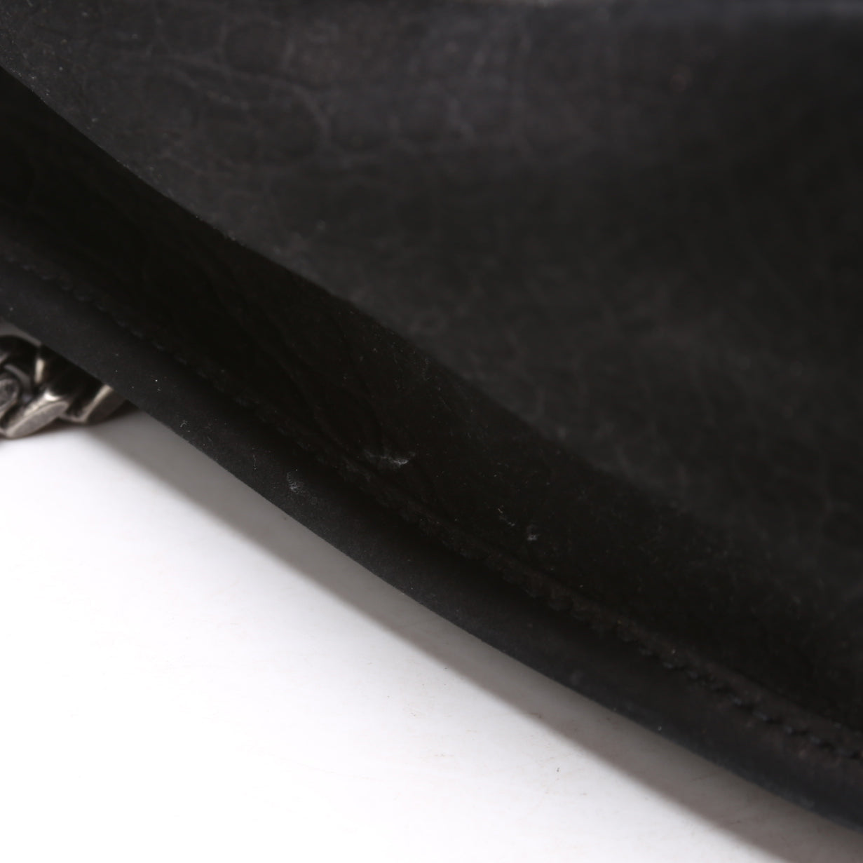 Crocodile Embossed Nubuck Niki Medium Satchel Black