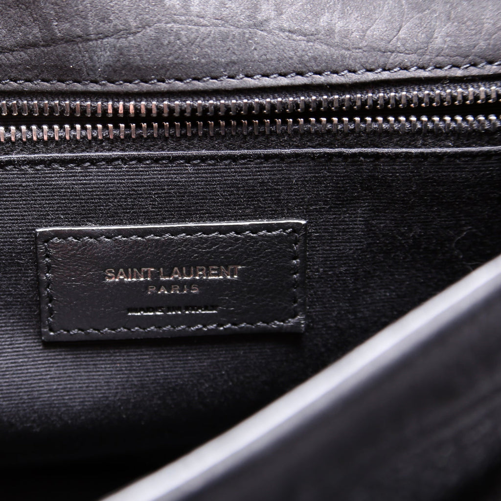 Crocodile Embossed Nubuck Niki Medium Satchel Black