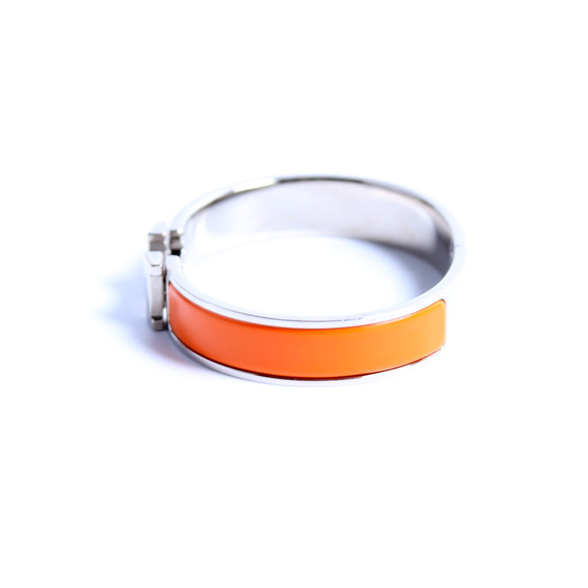 Hermes Clic Clac Narrow PM Bracelet Silver/Orange