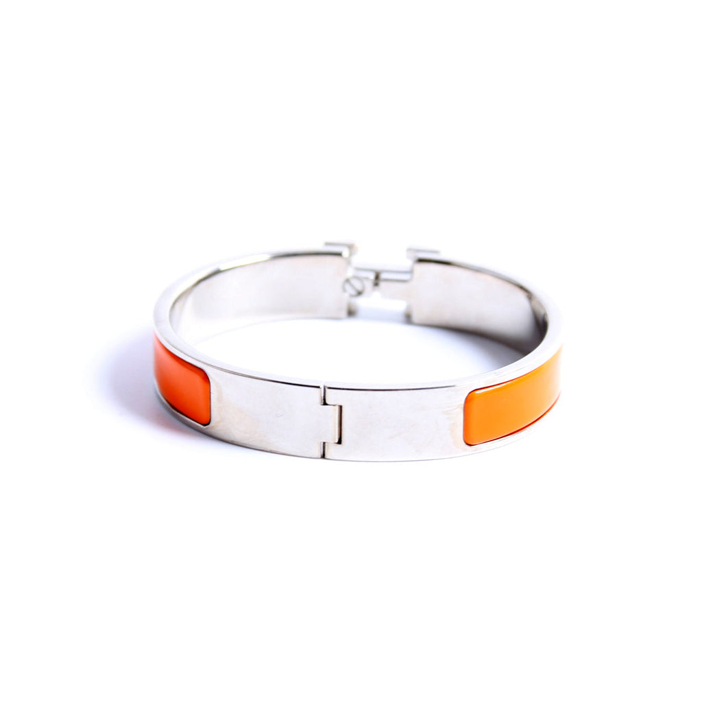 Hermes Clic Clac Narrow PM Bracelet Silver/Orange