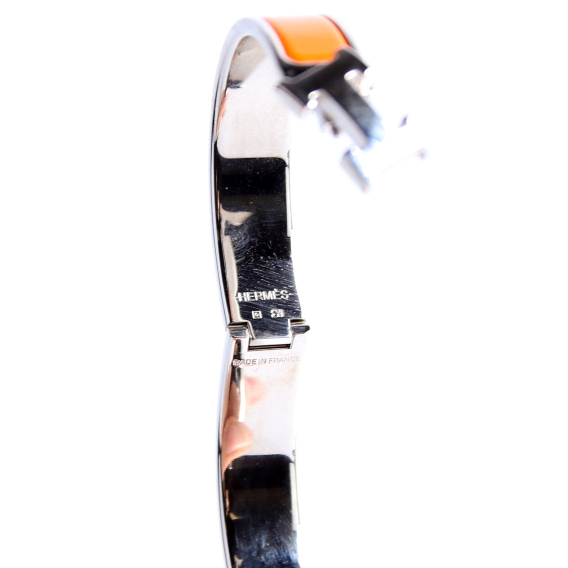 Hermes Clic Clac Narrow PM Bracelet Silver/Orange