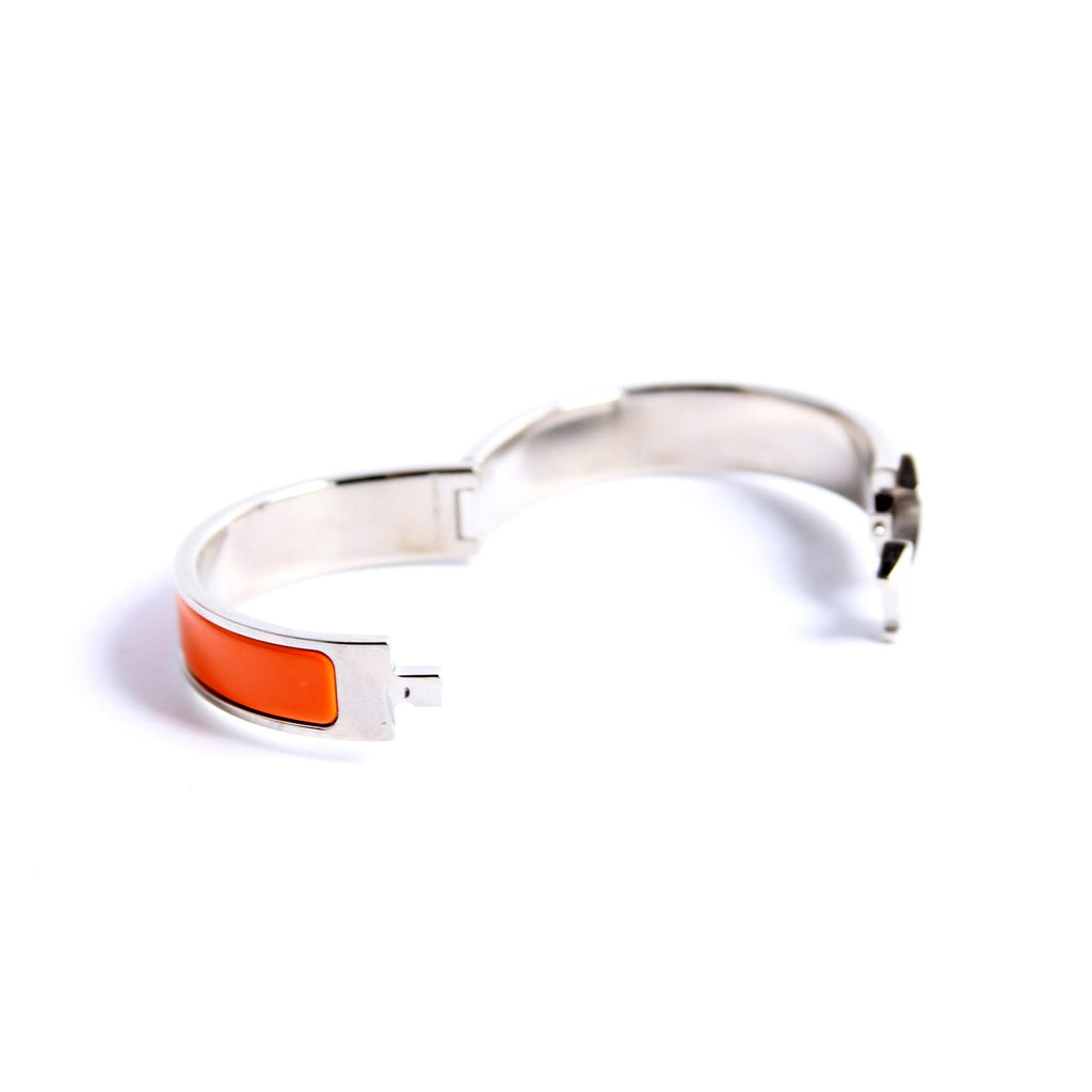 Hermes Clic Clac Narrow PM Bracelet Silver/Orange