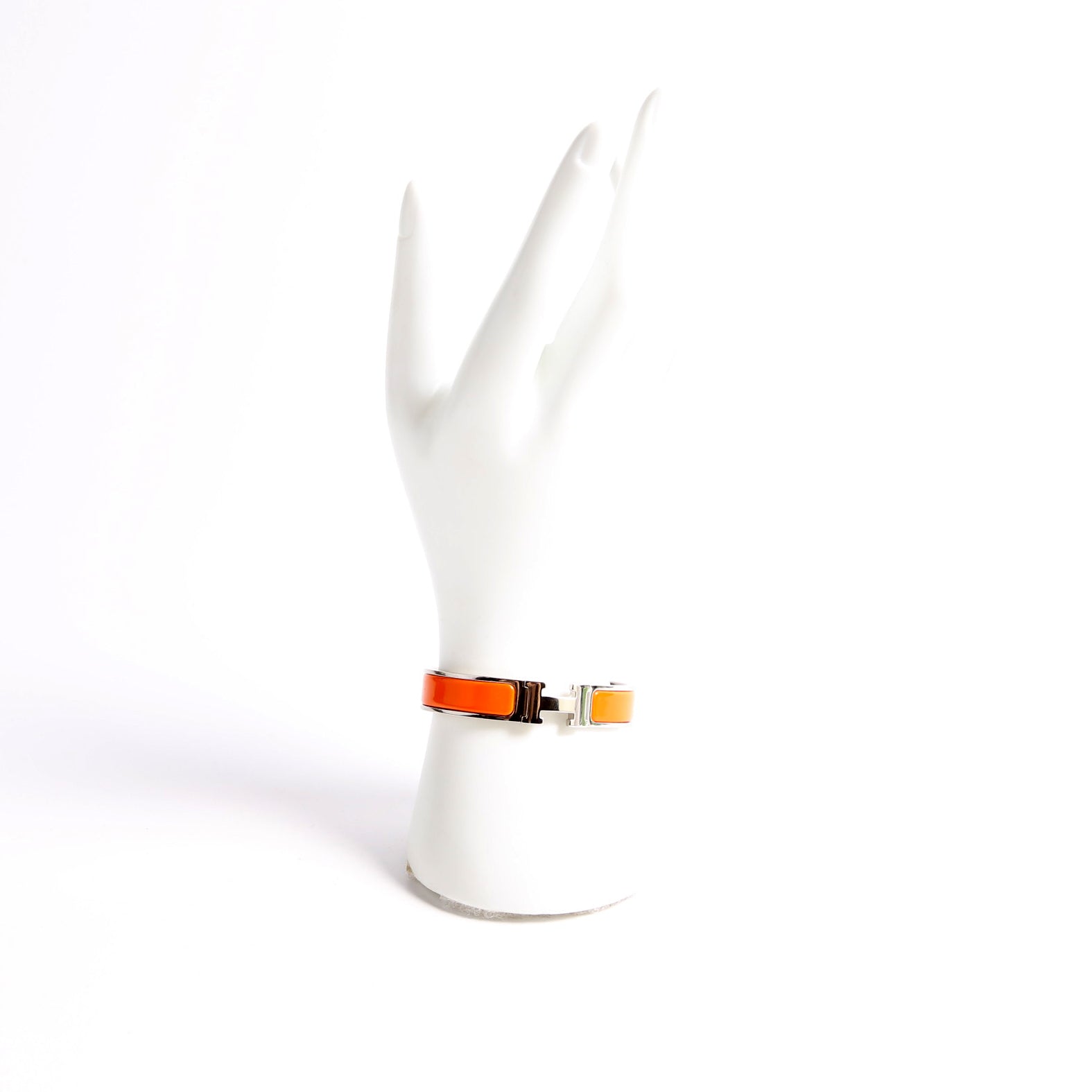 Hermes Clic Clac Narrow PM Bracelet Silver/Orange