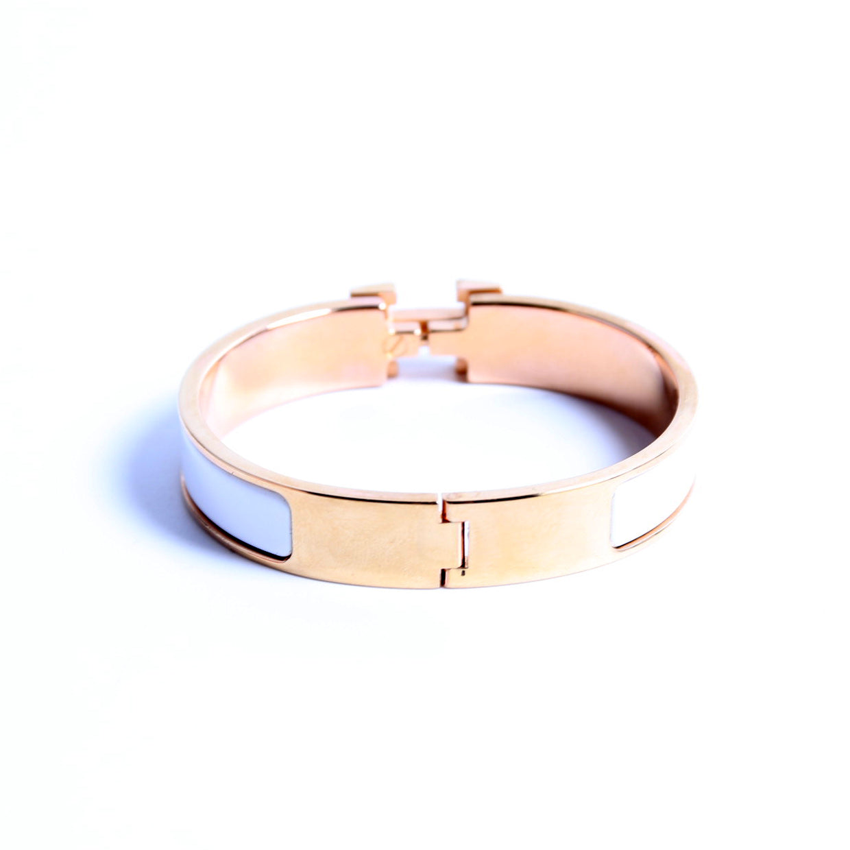 Clic Clac Narrow PM Bracelet Rose Gold/White