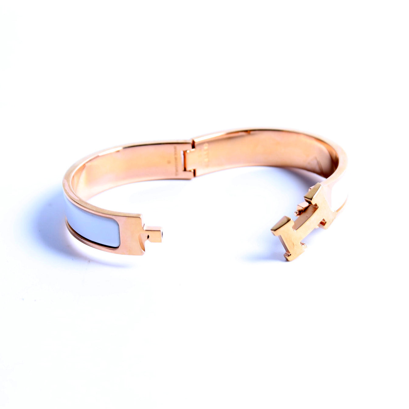 Clic Clac Narrow PM Bracelet Rose Gold/White