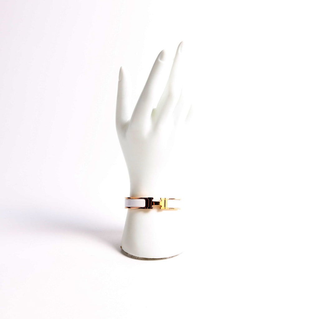 Clic Clac Narrow PM Bracelet Rose Gold/White