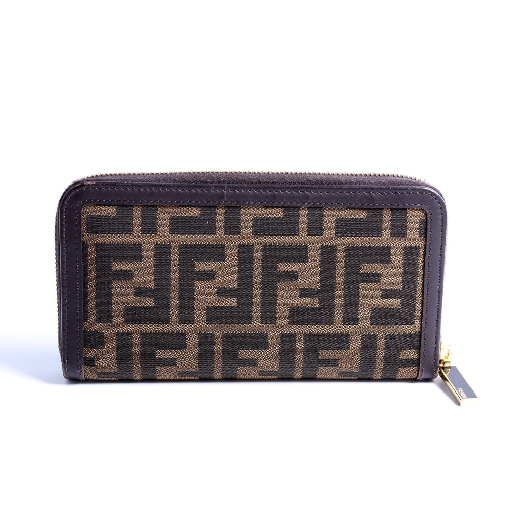 8M0299 Zucca Fabric Zip Around Wallet Brown