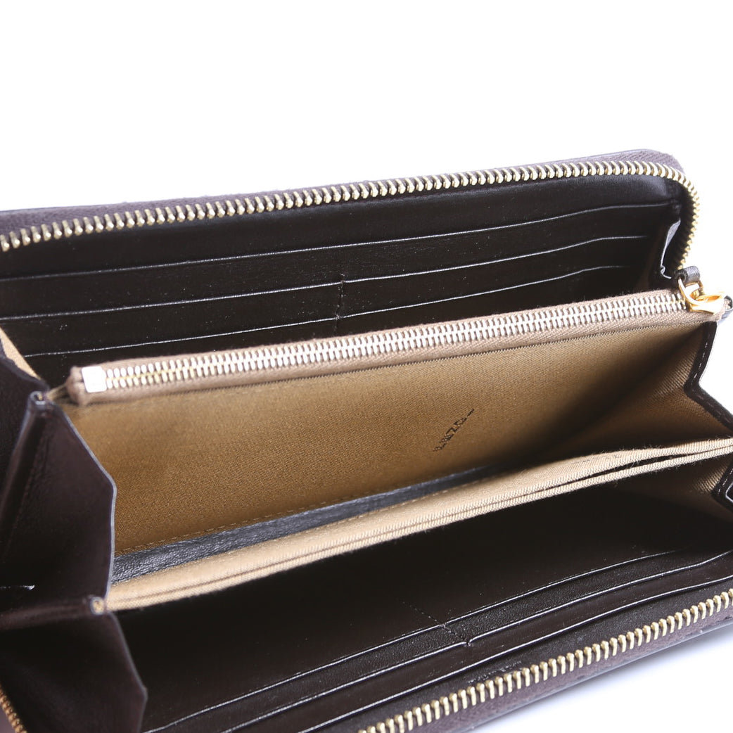 8M0299 Zucca Fabric Zip Around Wallet Brown