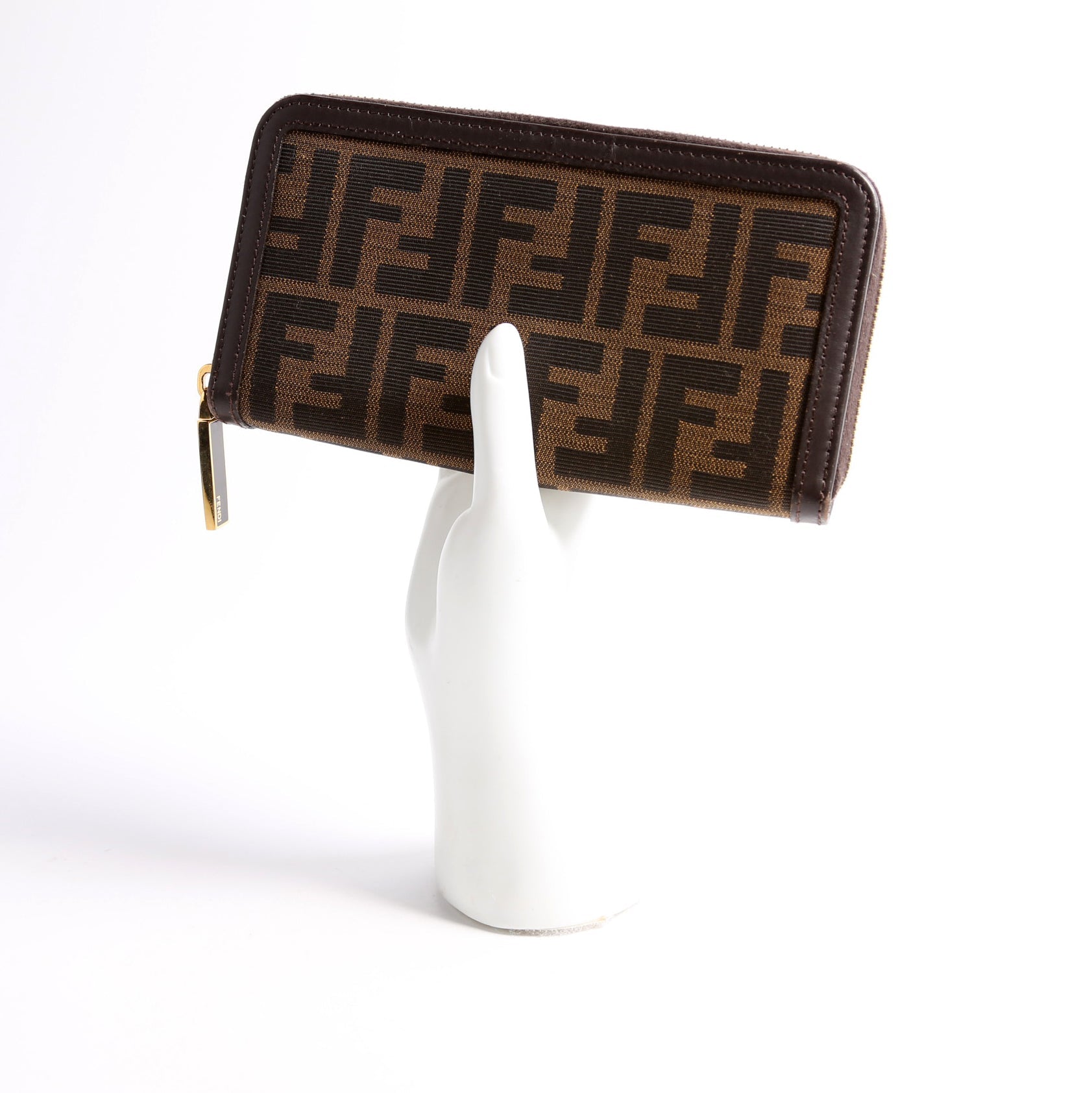 8M0299 Zucca Fabric Zip Around Wallet Brown