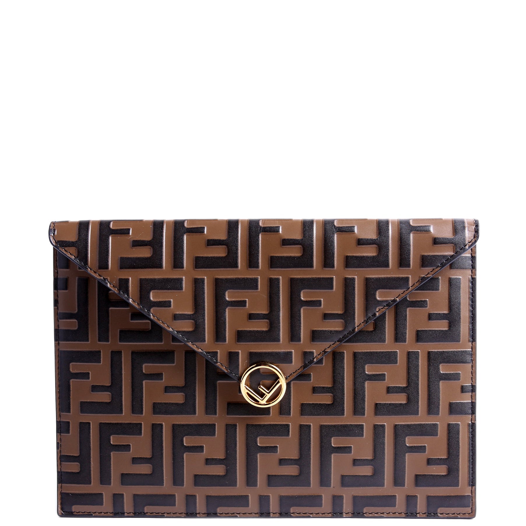 F Is Fendi Zucca Envelope Flat Pouch Brown/Black