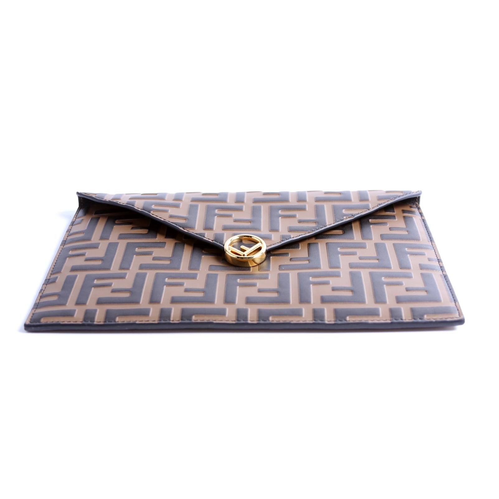 F Is Fendi Zucca Envelope Flat Pouch Brown/Black