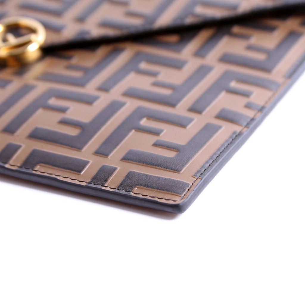 F Is Fendi Zucca Envelope Flat Pouch Brown/Black