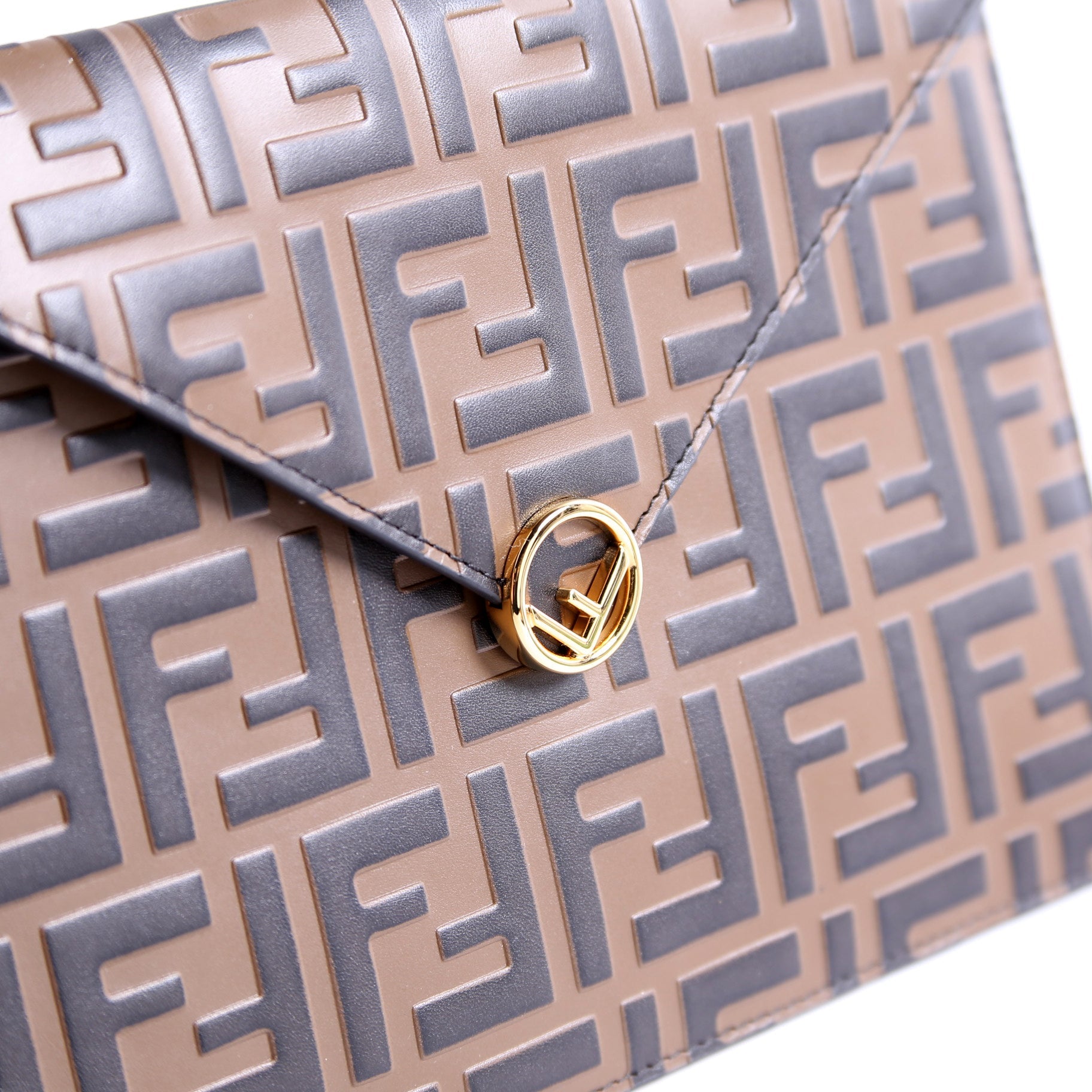 F Is Fendi Zucca Envelope Flat Pouch Brown/Black