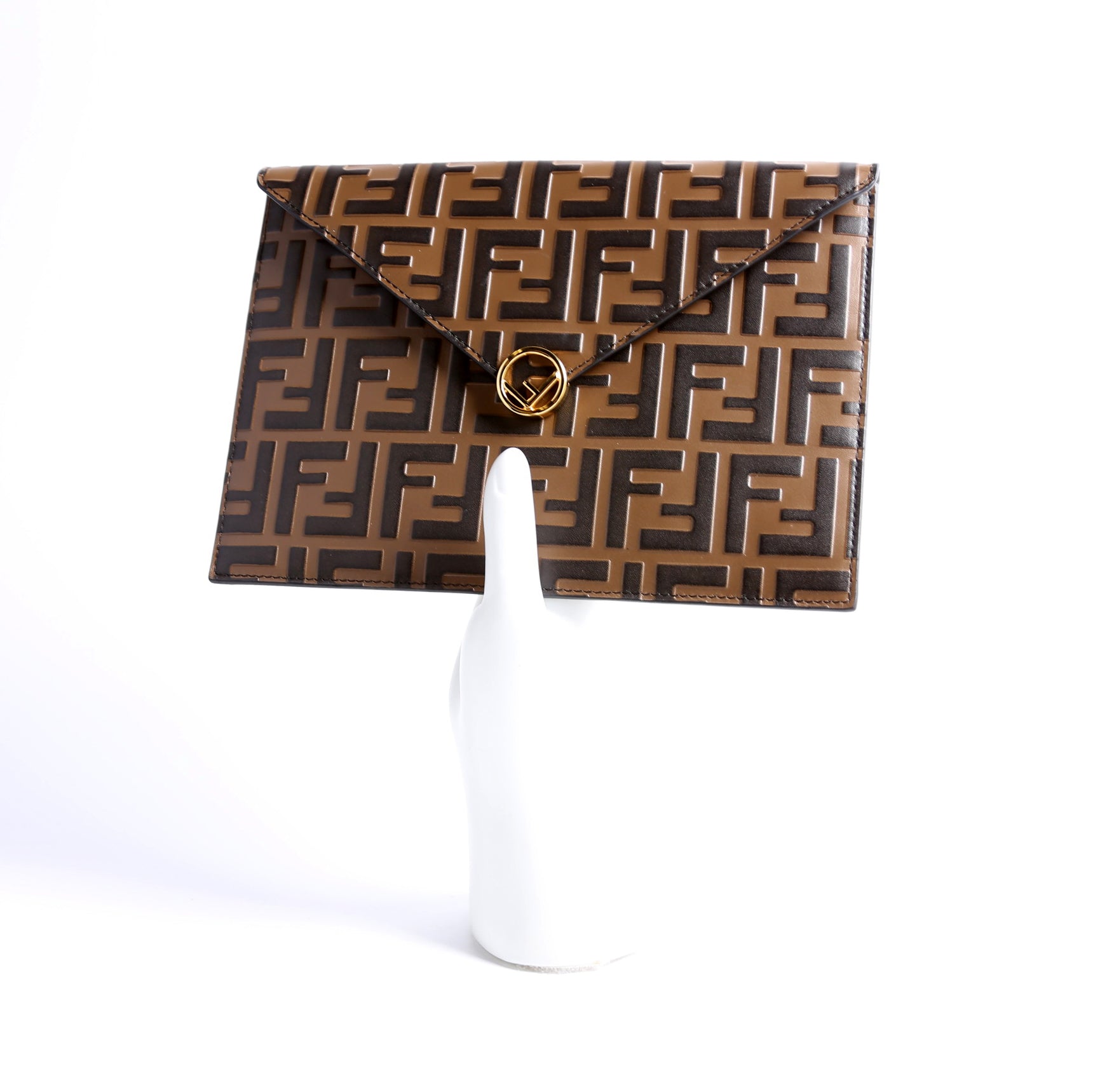 F Is Fendi Zucca Envelope Flat Pouch Brown/Black