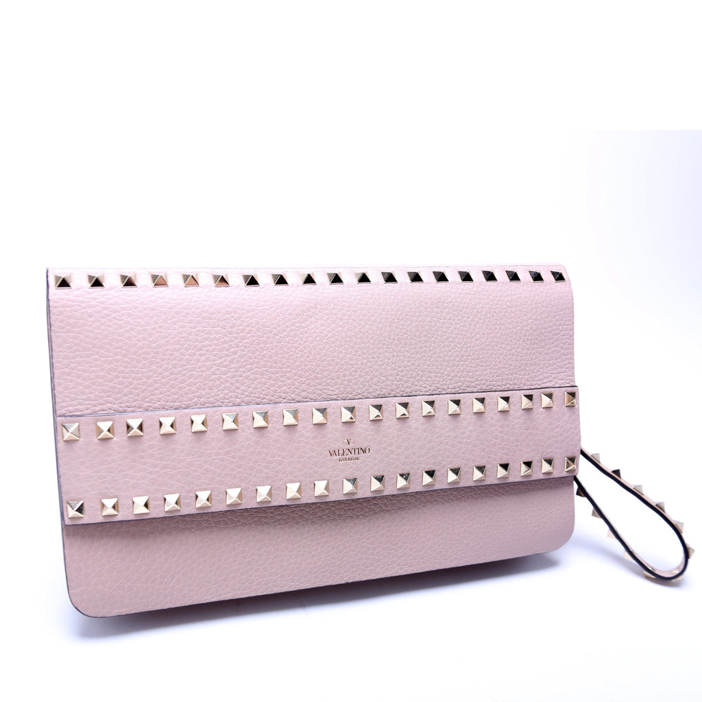 Rockstud Flap Wristlet Clutch Taupe