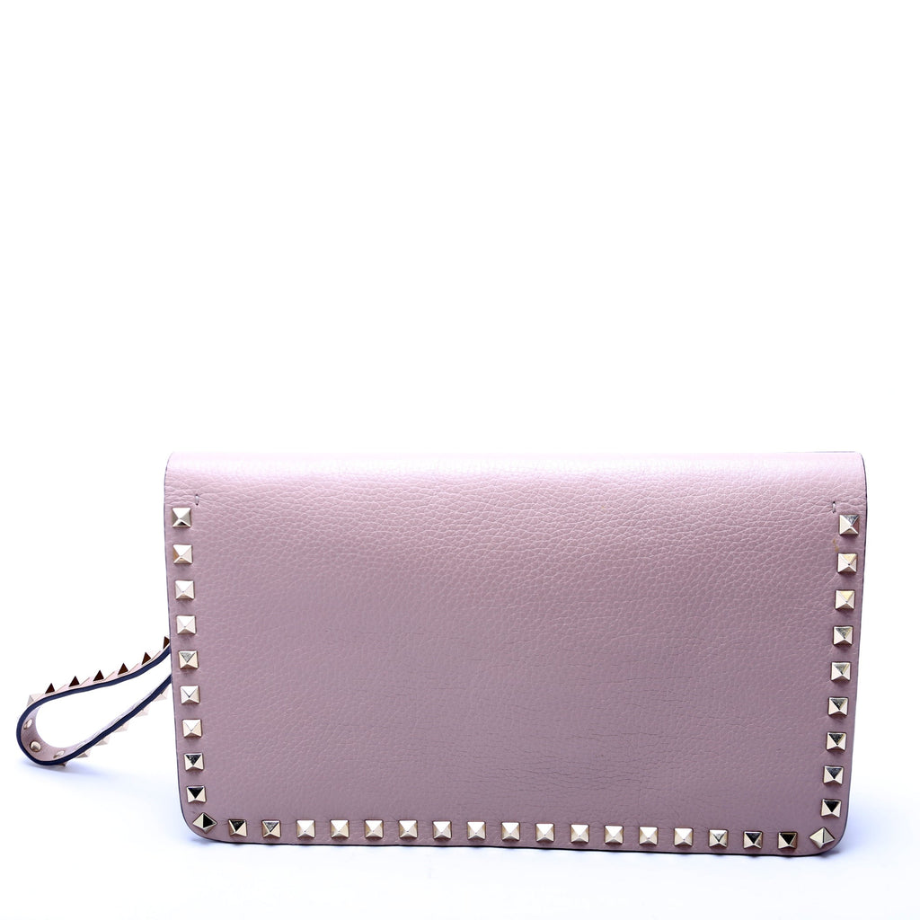 Rockstud Flap Wristlet Clutch Taupe