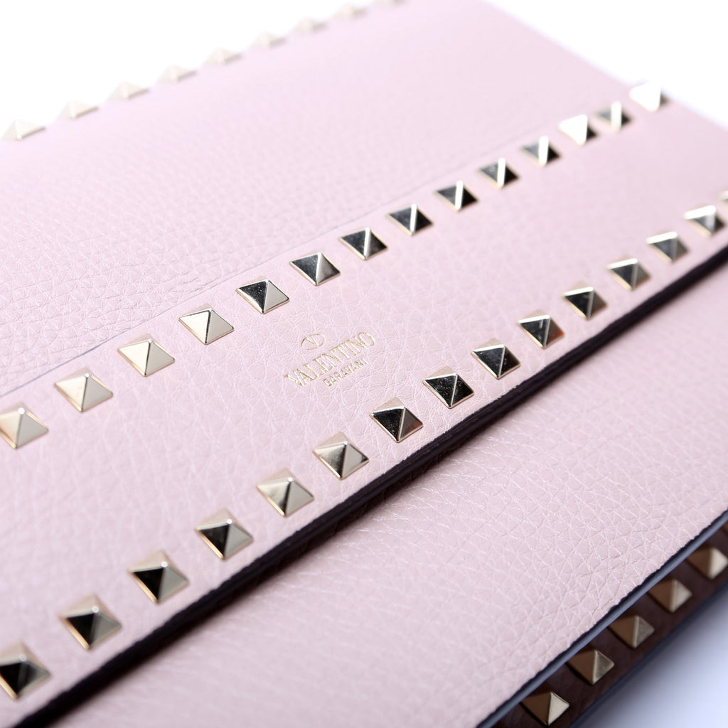 Rockstud Flap Wristlet Clutch Taupe