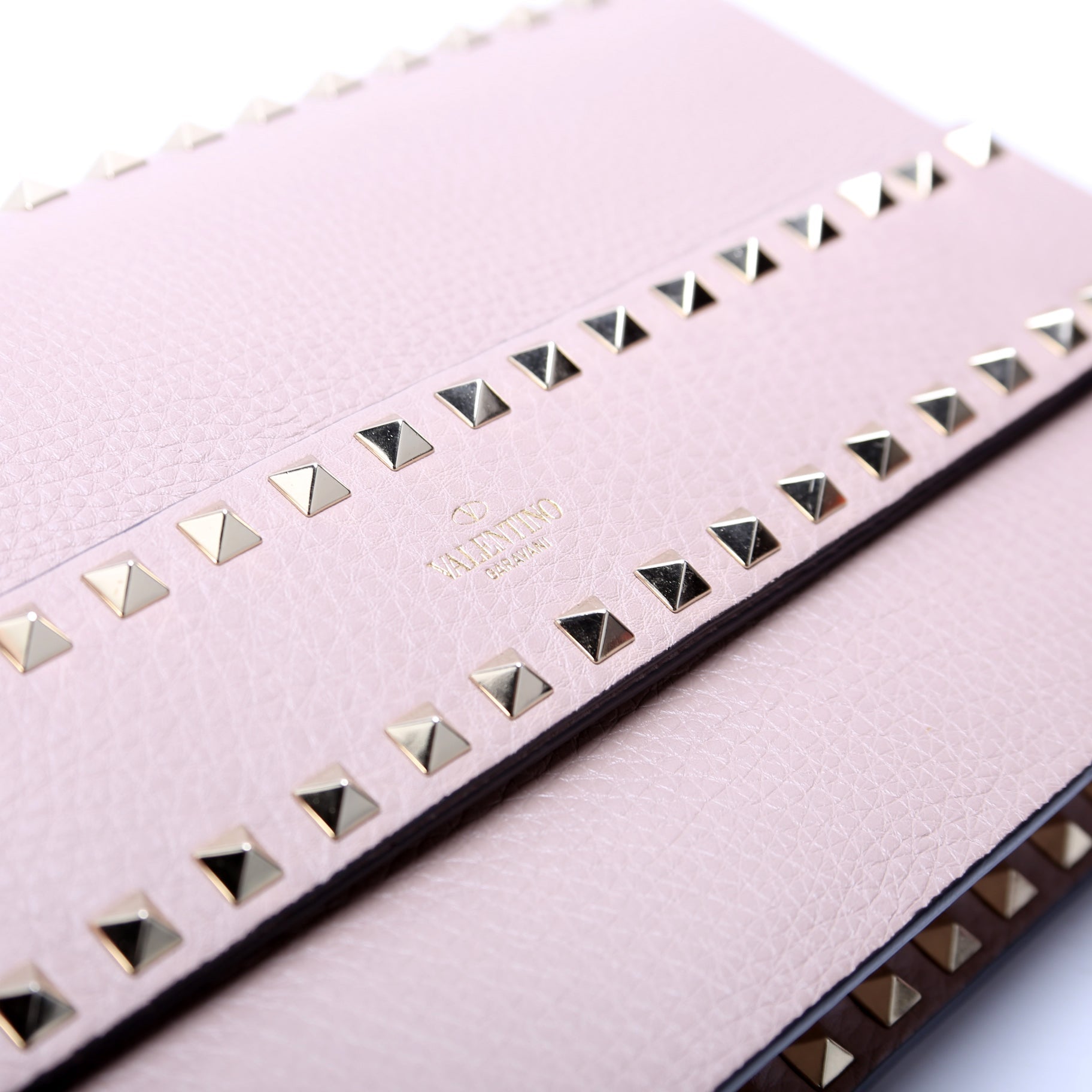 Rockstud Flap Wristlet Clutch Taupe