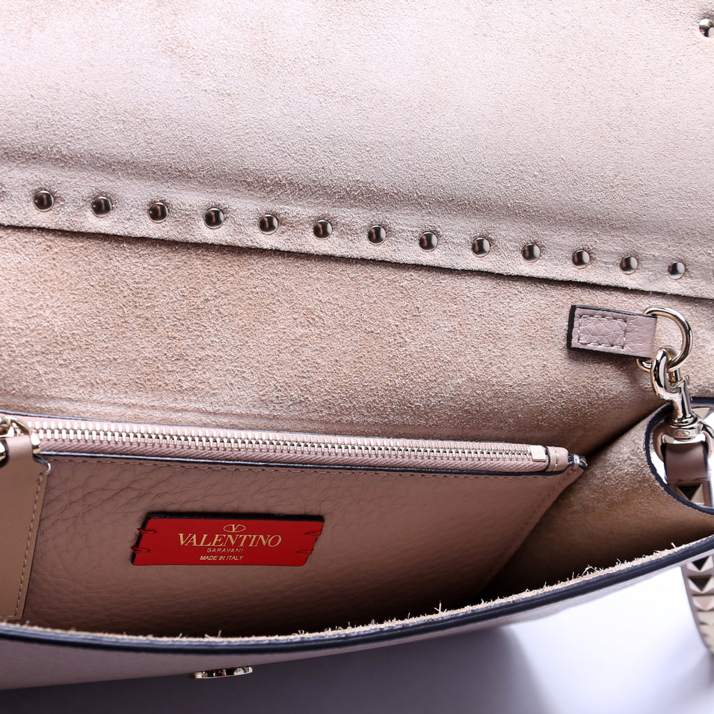 Rockstud Flap Wristlet Clutch Taupe