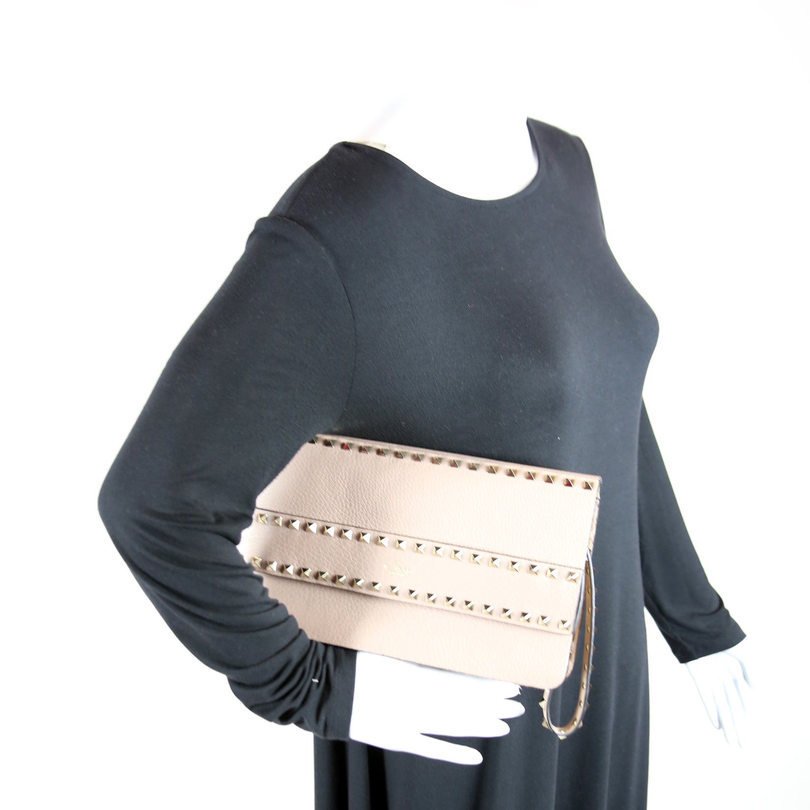 Rockstud Flap Wristlet Clutch Taupe