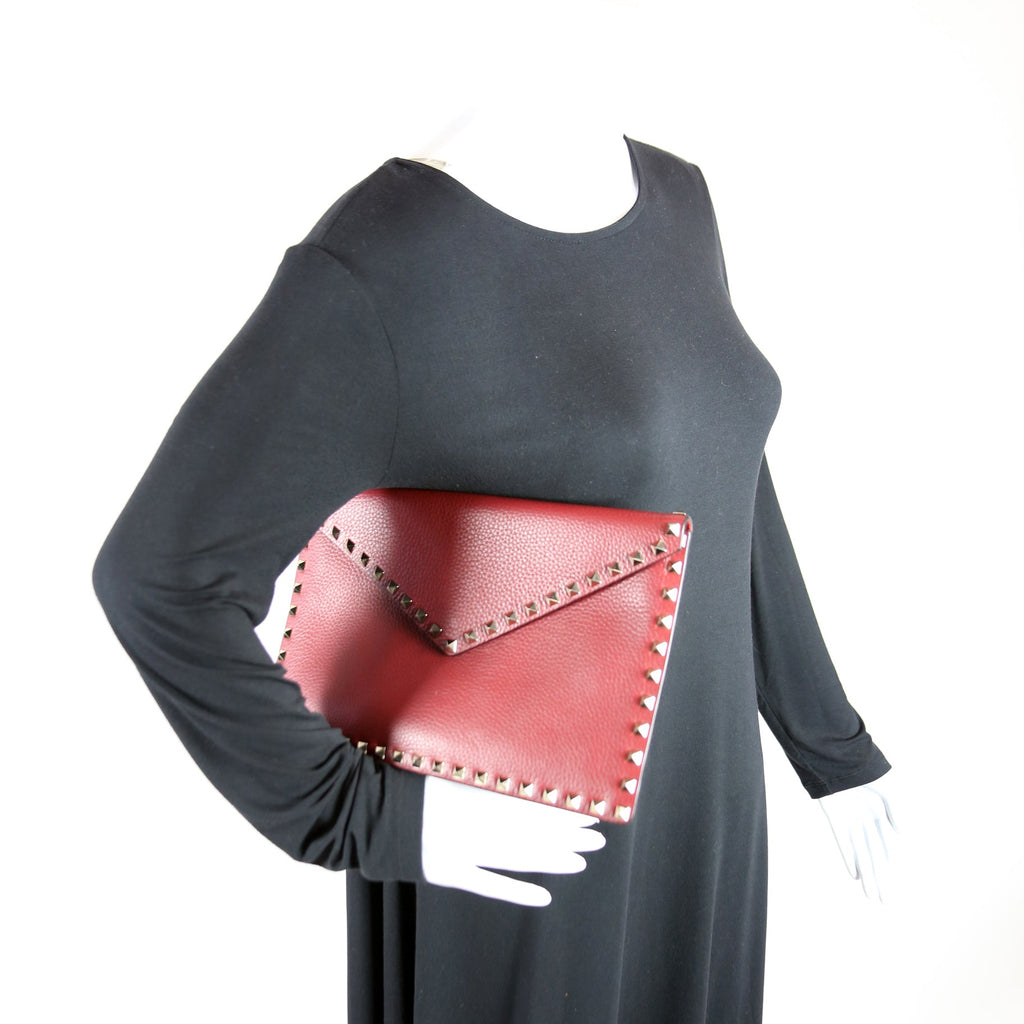 Rockstud Envelope Clutch Burgundy
