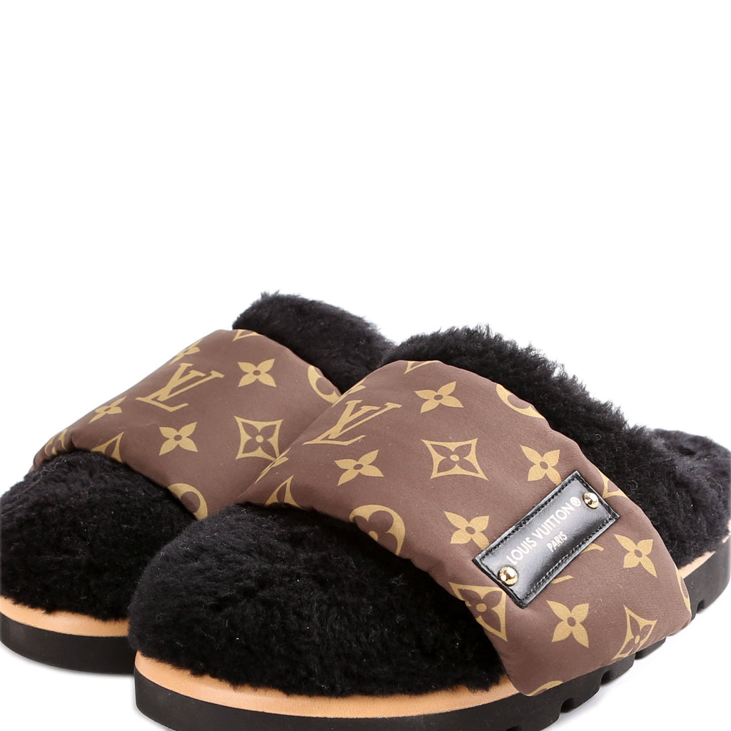 Shearling Nylon Monogram Pillow Comfort Mules Size 36